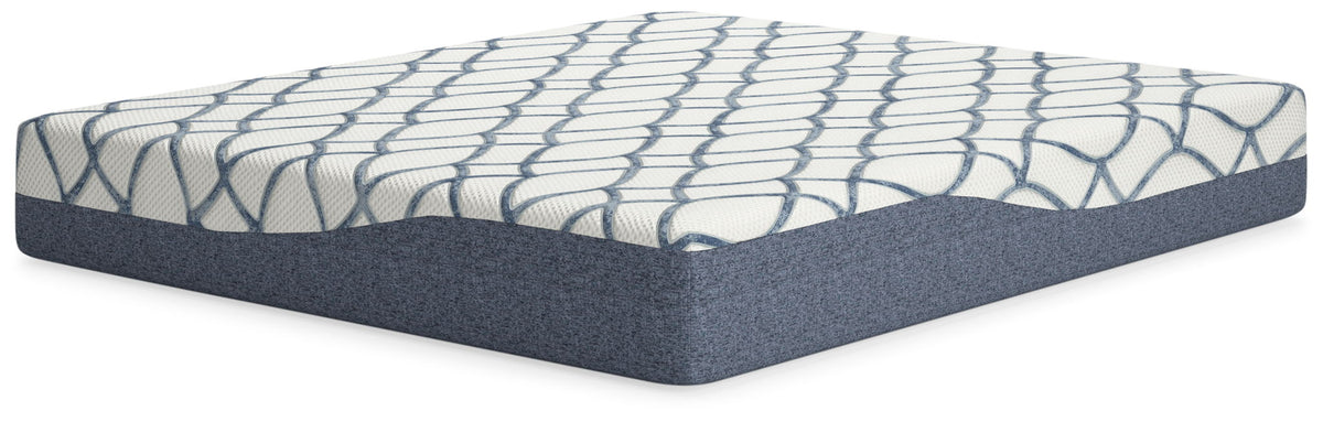 12 Inch Chime Elite 2.0 - California King Mattress - White / Blue by Ashley – Memory Foam Mattresses