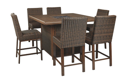 Paradise Trail - Outdoor Fire Pit Table Set by Ashley – 7 Piece Outdoor Sets