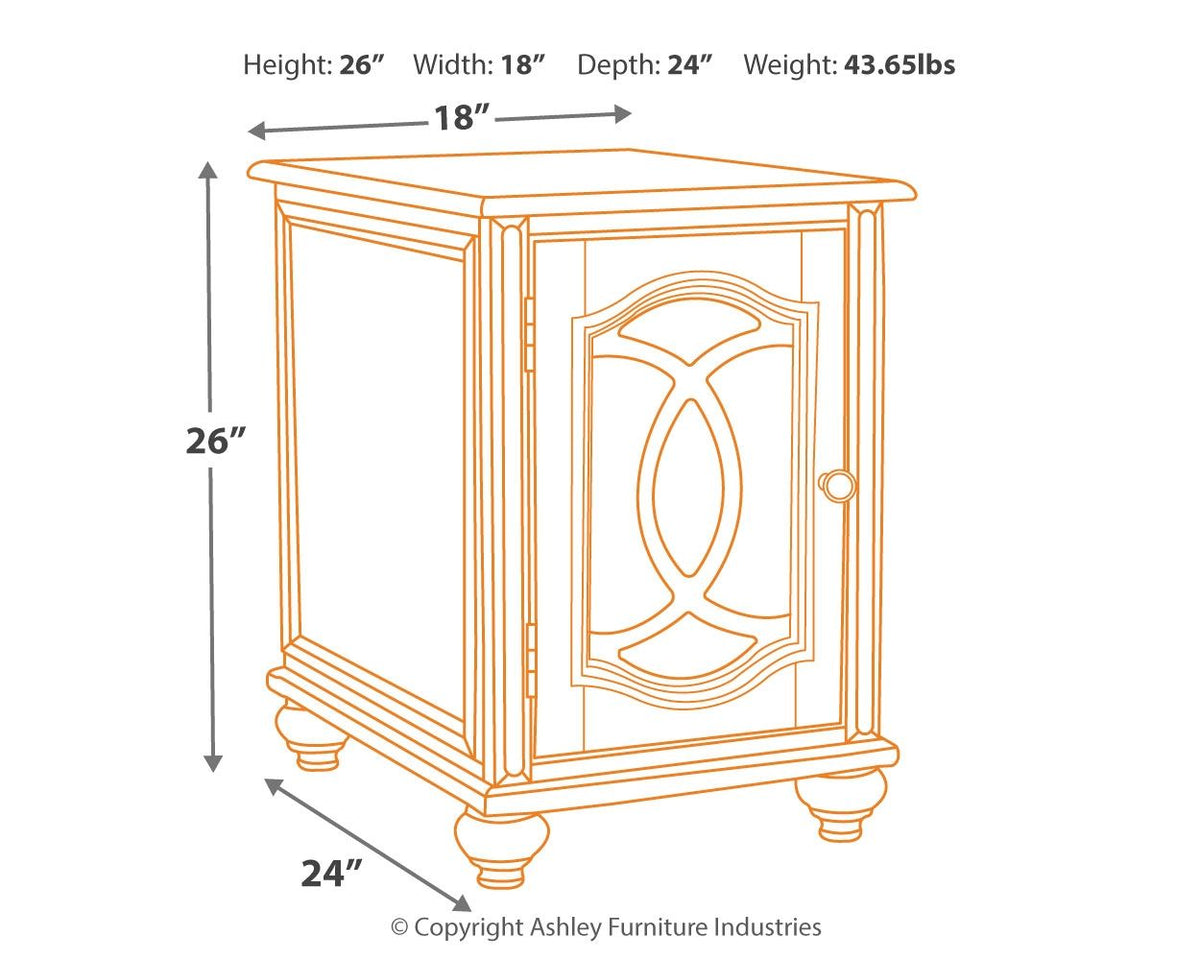 Realyn - Chair Side End Table - Insert Mirror - White / Brown by Ashley – view 4