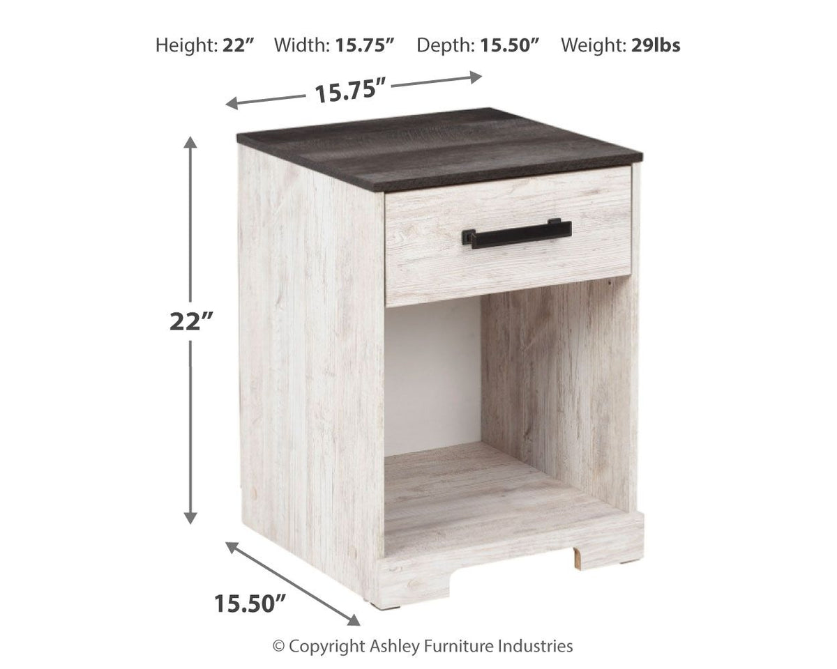 Shawburn - One Drawer Night Stand - Whitewash / Charcoal Gray by Ashley – view 3