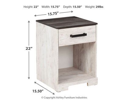 Shawburn - One Drawer Night Stand - Whitewash / Charcoal Gray by Ashley – view 3