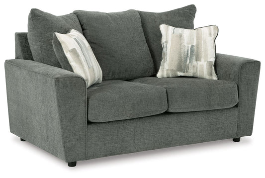 Stairatt - Loveseat - Gravel by Ashley – Stationary Loveseats