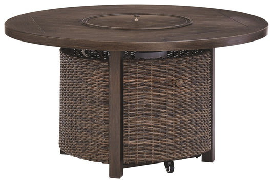 Paradise Trail - Round Fire Pit Table - Medium Brown by Ashley – view 2
