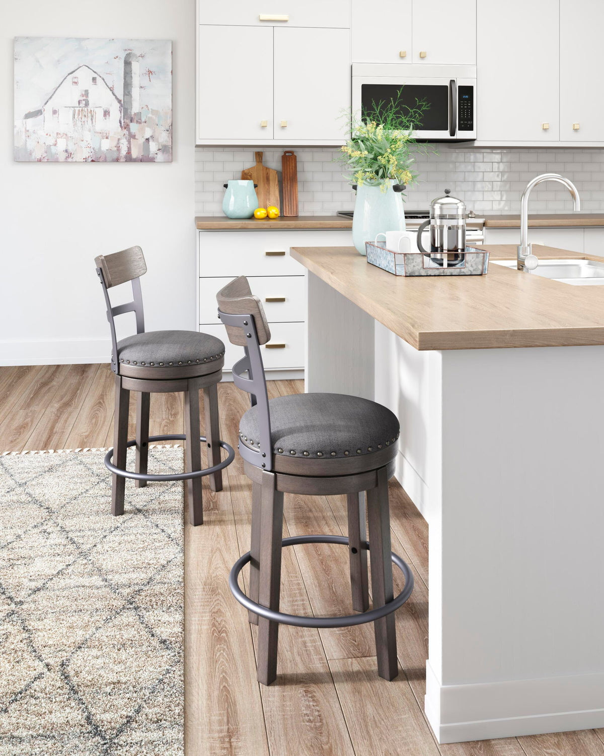 Caitbrook - UPH Swivel Barstool - Gray by Ashley – view 3