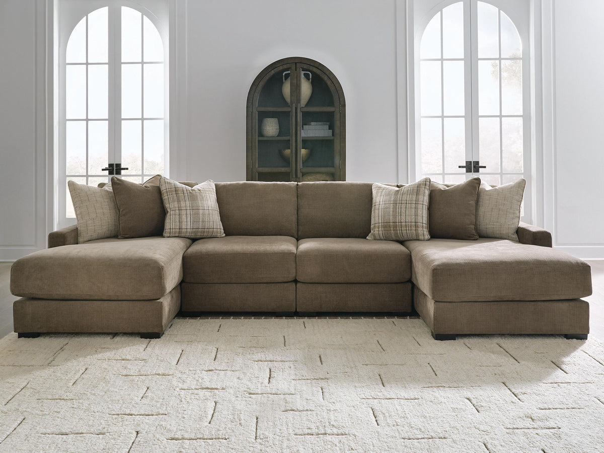 Camellia-Court - 4-Piece Double Chaise Sectional - Coffee – view 2