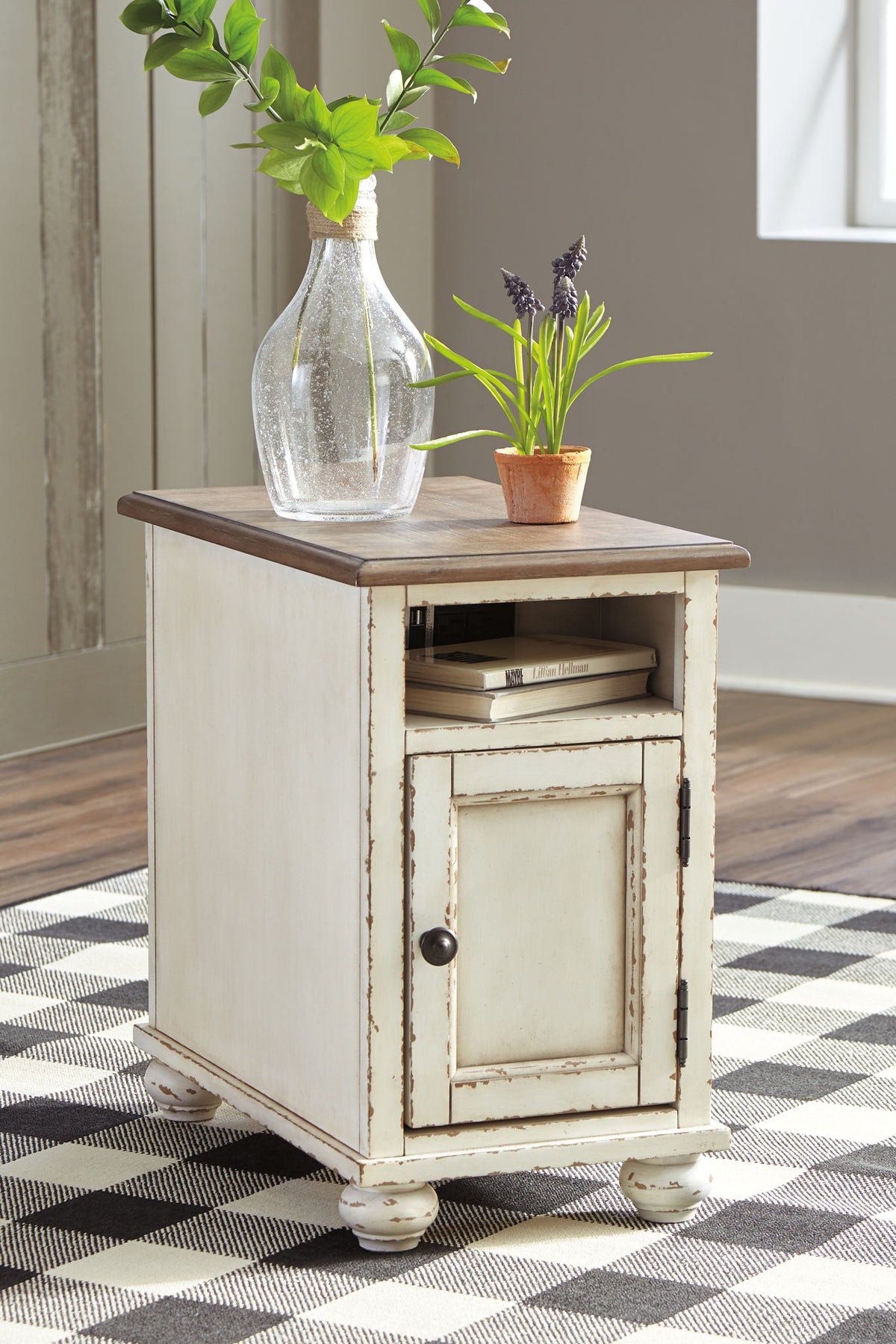 Realyn - Chair Side End Table - AC / USB - White / Brown by Ashley – view 4