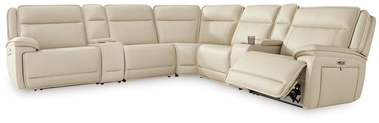 Double Deal - 7-Piece Power Reclining Sectional With 2 Consoles - Almond by Ashley – Reclining Sectionals