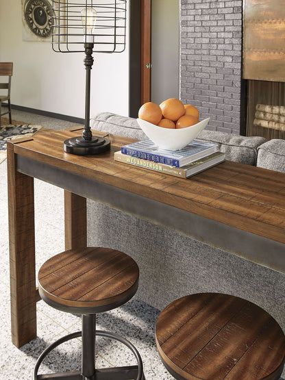 Torjin - 3 Pc. - Long Counter Table, 2 Stools - Dark Brown by Ashley – view 3