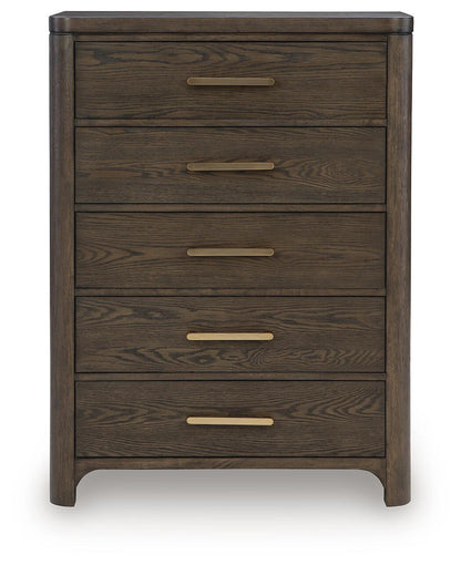 Radkin - Five Drawer Chest - Burnished Brown by Ashley – view 4