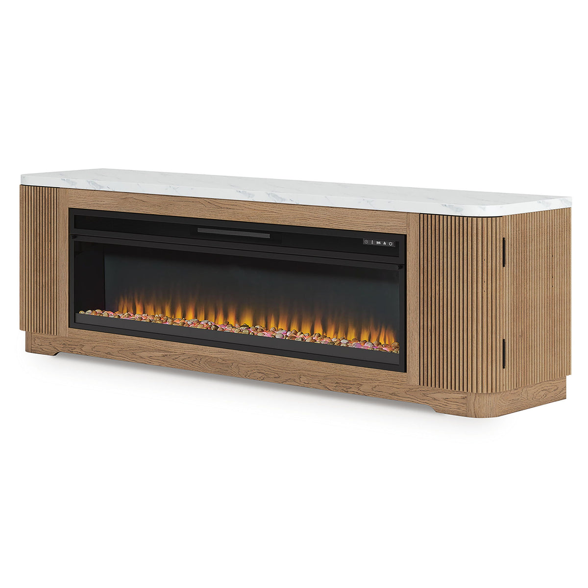 Camdill - 80" TV Stand With Electric Fireplace - Light Brown by Ashley – view 4
