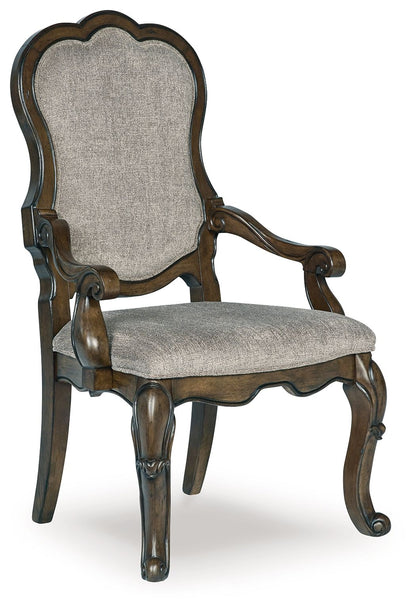 Maylee - Dining Upholstered Arm Chair (Set of 2) - Dark Brown by Ashley – Chair Sets