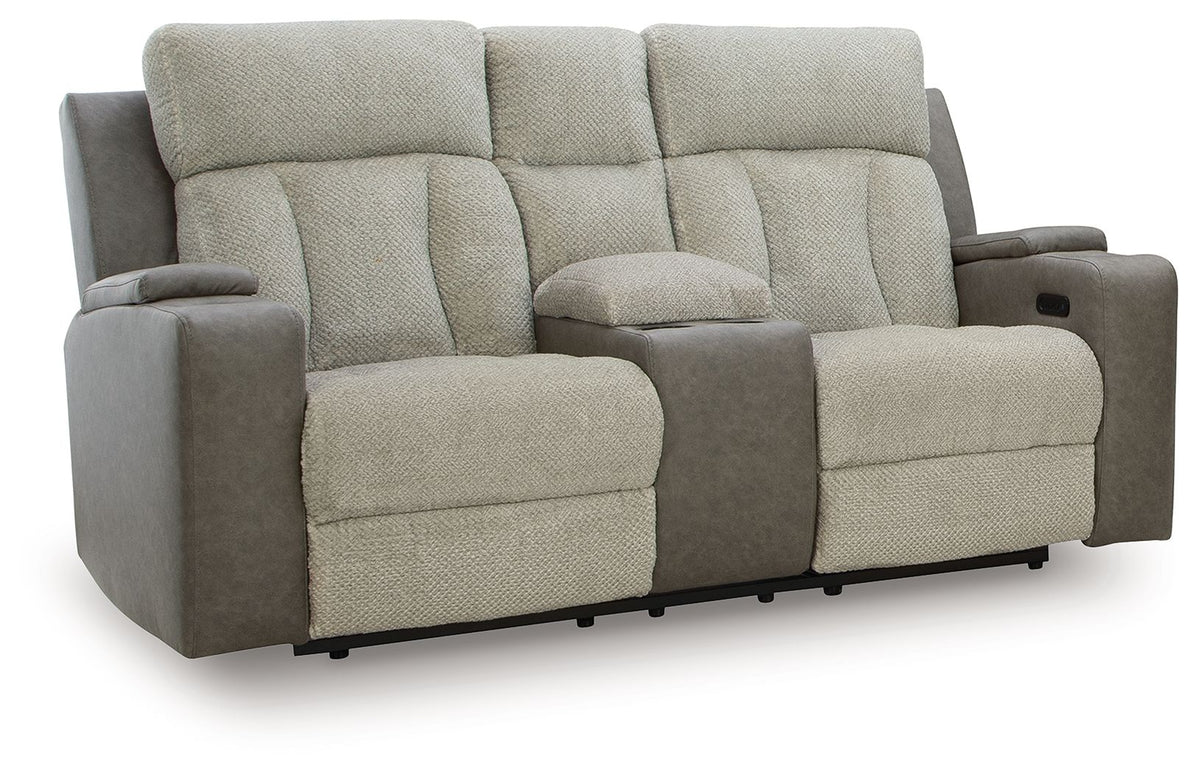 WhipLash - Power Reclining Loveseat With Console / Adj Headrest - Sisal by Ashley – Reclining Loveseats
