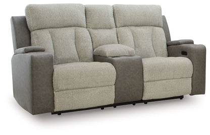 WhipLash - Power Reclining Loveseat With Console / Adj Headrest - Sisal by Ashley – Reclining Loveseats