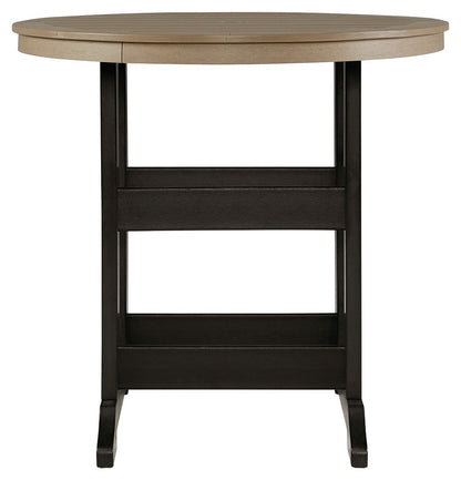 Fairen Trail - Round Bar Table w/Umb OPT - Black / Driftwood by Ashley – view 3