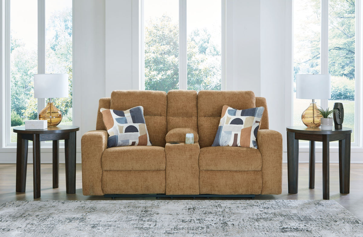 Kanlow - Dbl Reclining Loveseat With Console - Honey by Ashley – view 4