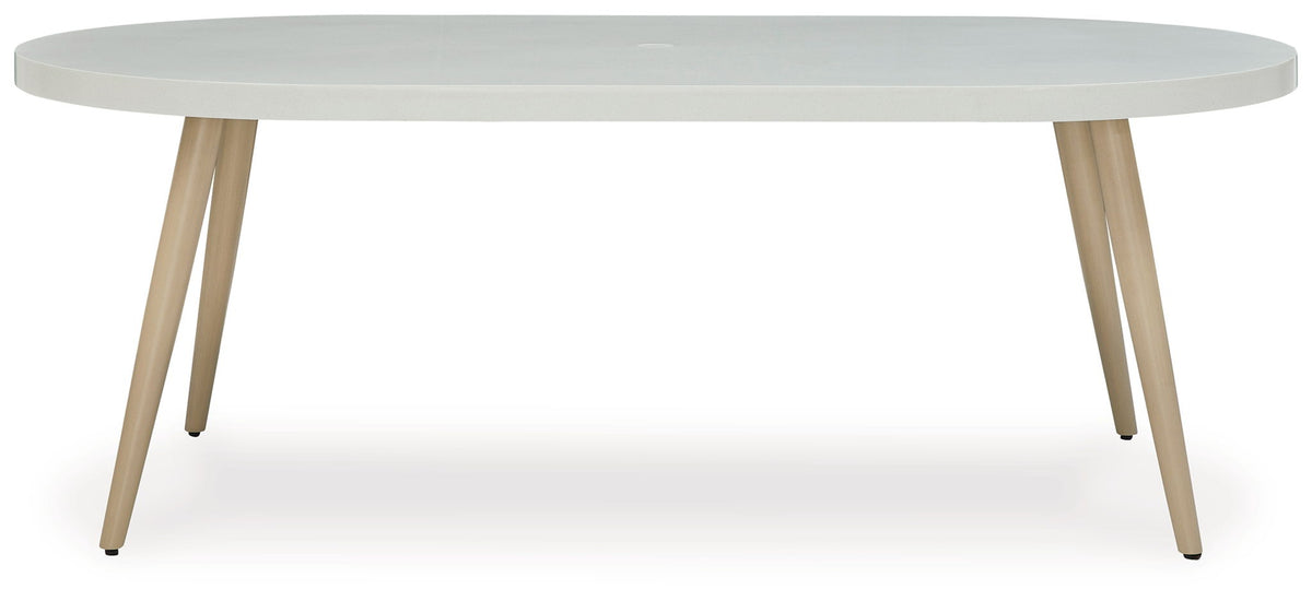 Seton Creek - Oval Dining Table With Umb Opt - White by Ashley – view 4