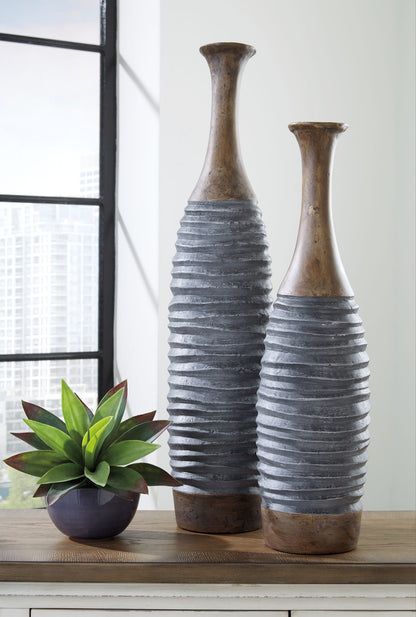 Blayze - Vase Set (Set of 2) - Antique Gray / Brown by Ashley – view 3