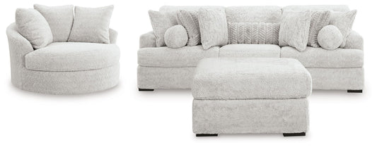 Cuddle Plush - 3 Pc. - 3-Piece Sectional, Chair And Ottoman - Arctic – 3 Piece Living Room Sets