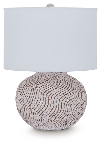 Vien - Terracotta Table Lamp - Distressed White by Ashley – Table Lamps
