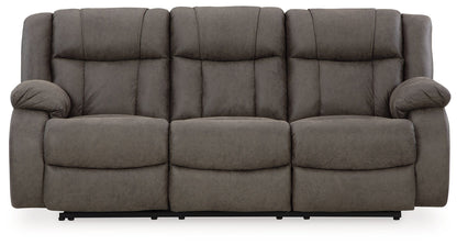 First Base - Reclining Sofa - Gunmetal by Ashley – Reclining Sofas