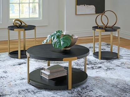 Shylore - Occasional Table Set (Set of 3) - Black / Brass Finish by Ashley – view 3