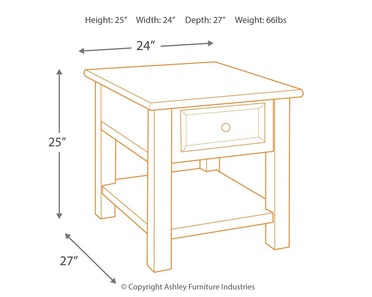 Tyler Creek - Rectangular End Table - Grayish Brown / Black by Ashley – view 3