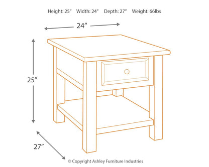 Tyler Creek - Rectangular End Table - Grayish Brown / Black by Ashley – view 3