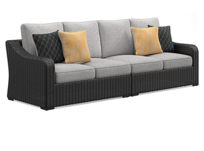Beachcroft - 2-Piece Outdoor Loveseat with Cushion - Black / Light Gray by Ashley – Loveseats
