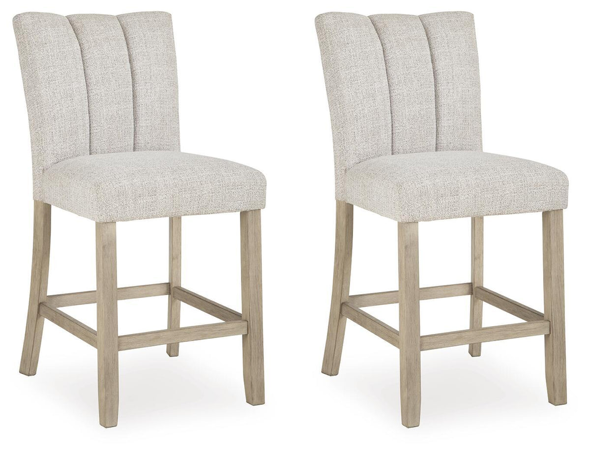 Larawyn - Upholstered Barstool (Set of 2) - Bisque by Ashley – Stool Sets