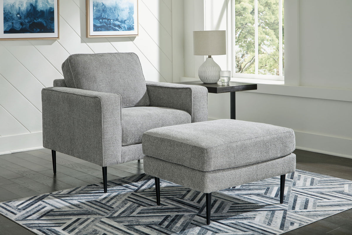 Hazela - 2 Pc. - Chair, Ottoman - Charcoal by Ashley – Stationary Chair & Ottoman