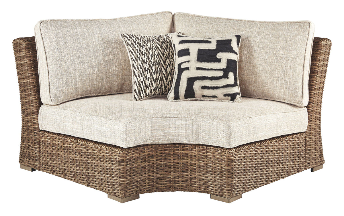 Beachcroft - Curved Corner Chair w/Cushion - Beige by Ashley – view 3