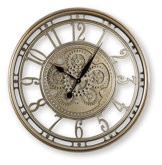 Gilover - Wall Clock - Champagne Finish by Ashley – Wall Clocks