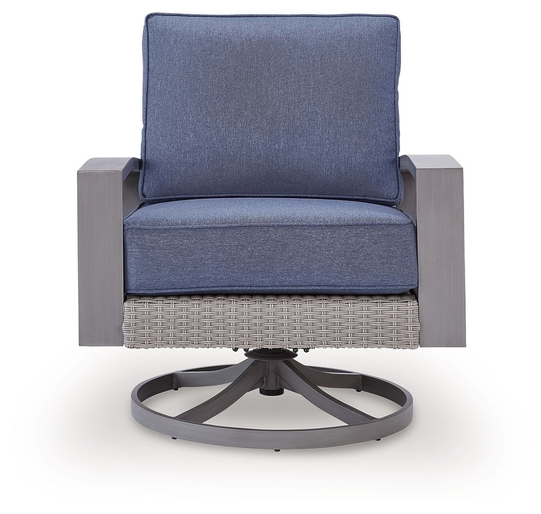 Half Moon Beach - Swivel Lounge With Cushion - Blue / Gray by Ashley – view 4