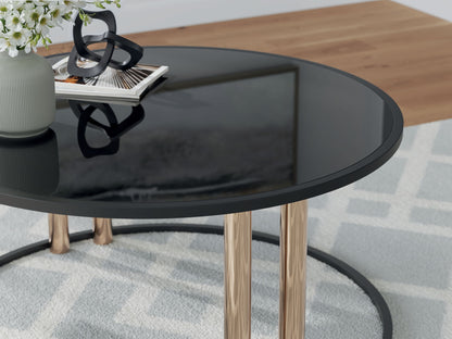 Hannerly - Occasional Table Set (Set of 3) - Black / Gold Finish by Ashley – view 3
