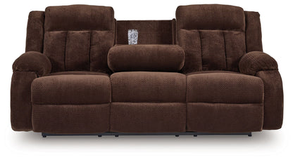 Free Wake - Reclining Power Sofa With Drop Down Table - Chocolate by Ashley – view 4