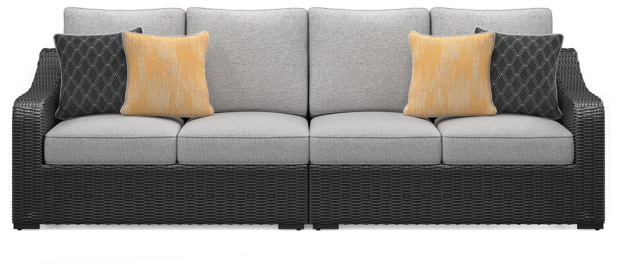Beachcroft - 2-Piece Outdoor Loveseat with Cushion - Black / Light Gray by Ashley – view 3