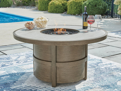 Rainier Ranch - Round Fire Pit Table - Beige by Ashley – view 2