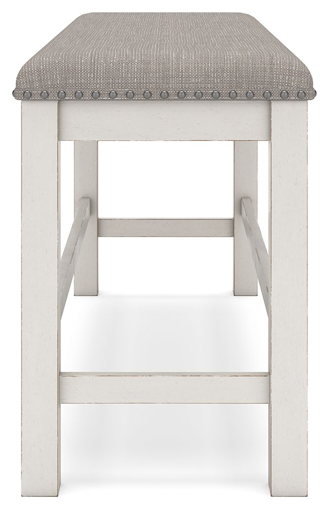 Robbinsdale - Dbl Counter Height Upholstered Dining Bench - Antique White by Ashley – view 3