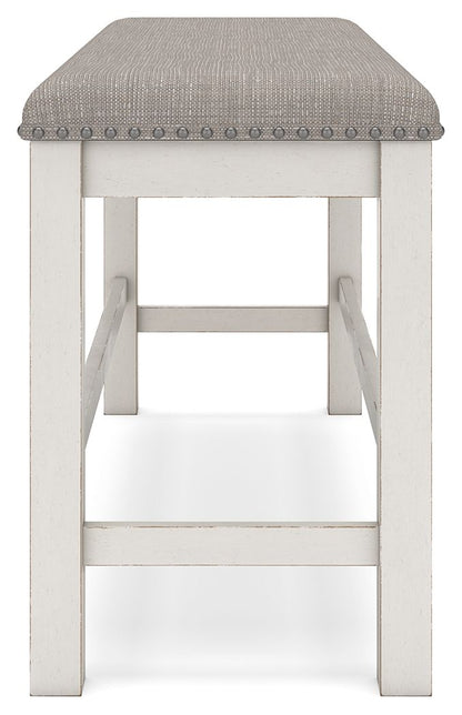 Robbinsdale - Dbl Counter Height Upholstered Dining Bench - Antique White by Ashley – view 3