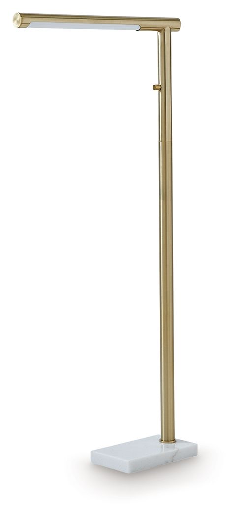 Santiford - Metal Floor Lamp - Gold Finish / White by Ashley – Floor Lamps