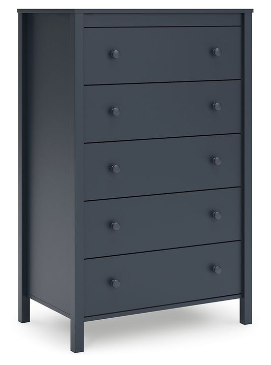 Simmenfort - Five Drawer Chest - Navy Blue by Ashley – Accent Chests