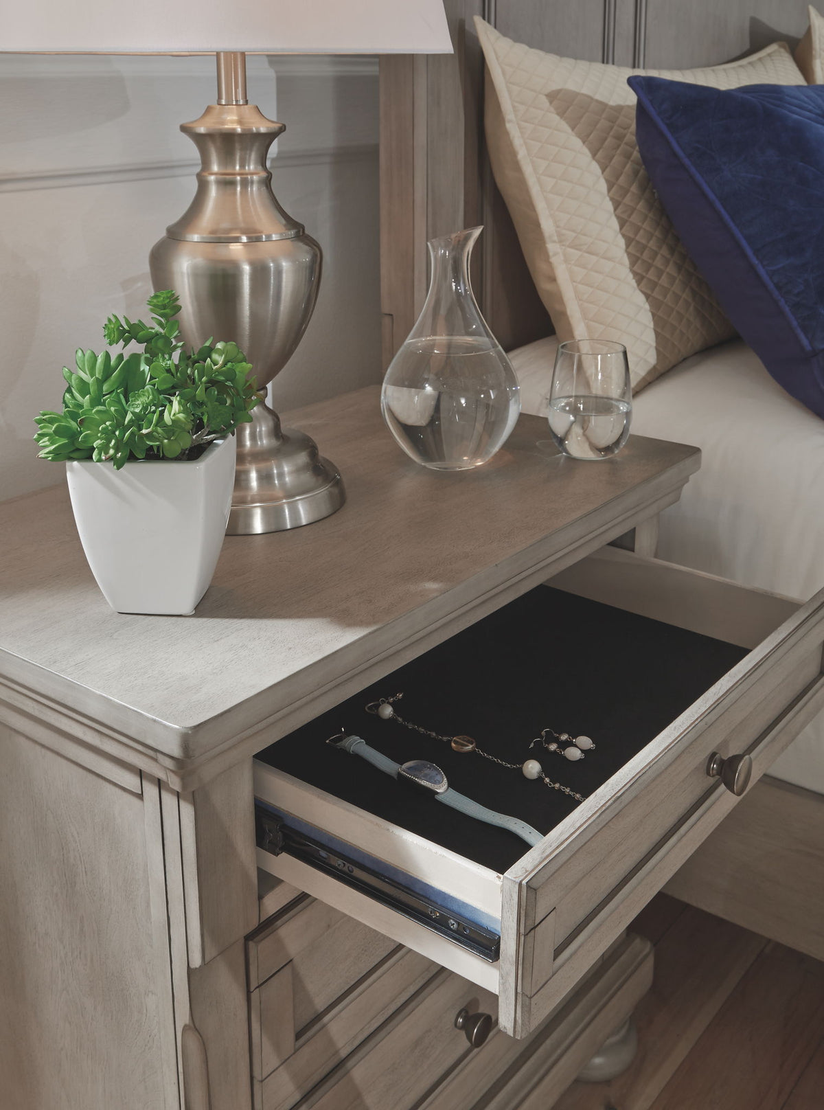 Lettner - Two Drawer Night Stand - Light Gray by Ashley – view 4