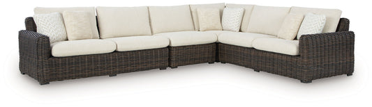 Kimora - 4-Piece Outdoor Sectional - Beige / Dark Brown