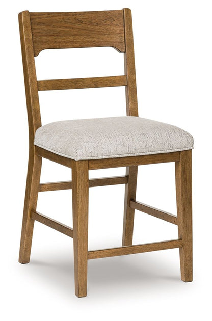 Cabalynn - Upholstered Barstool (Set of 2) - Oatmeal / Light Brown by Ashley – view 3