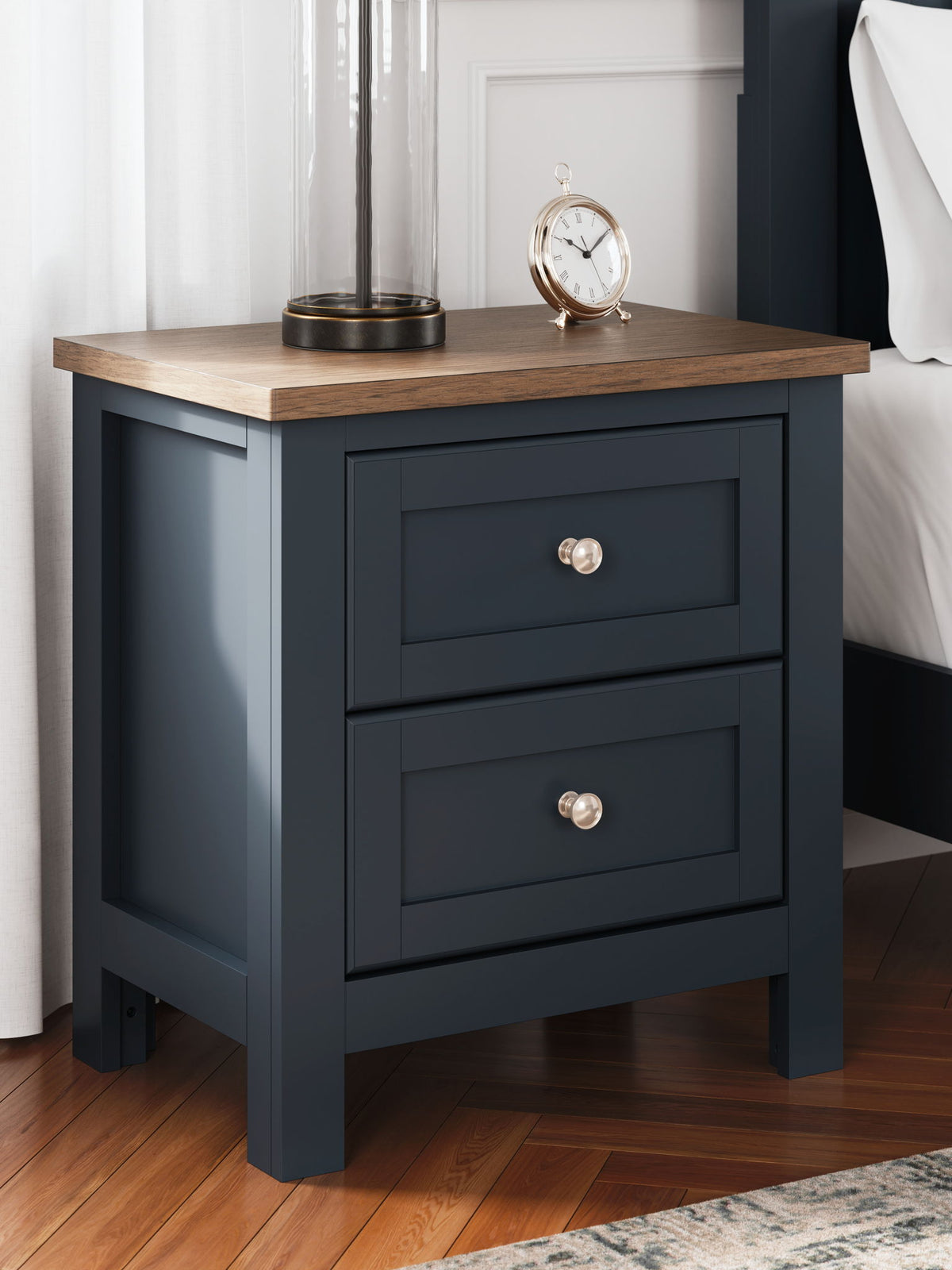 Landocken - Two Drawer Night Stand - Brown / Blue by Ashley – view 4