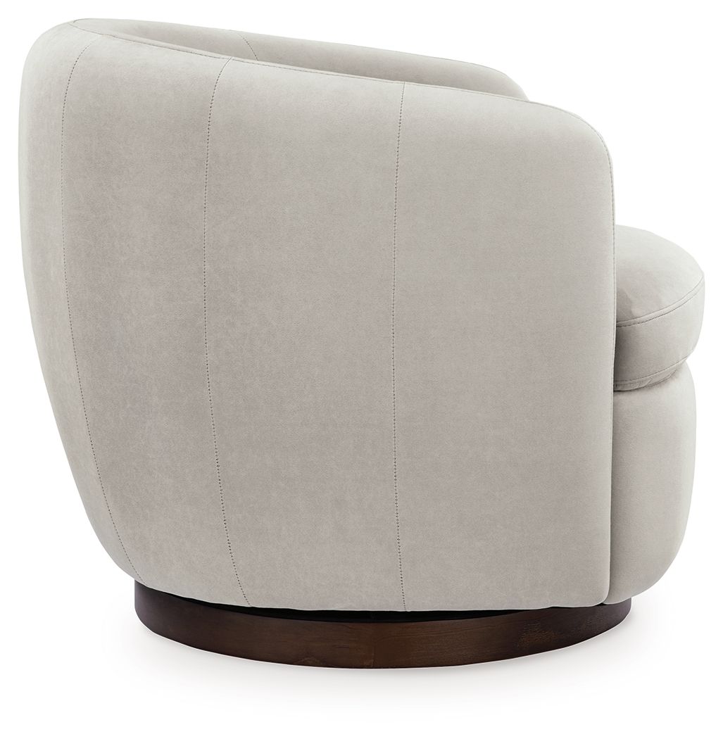 Annbury - Swivel Accent Chair - Light Beige by Ashley – view 3