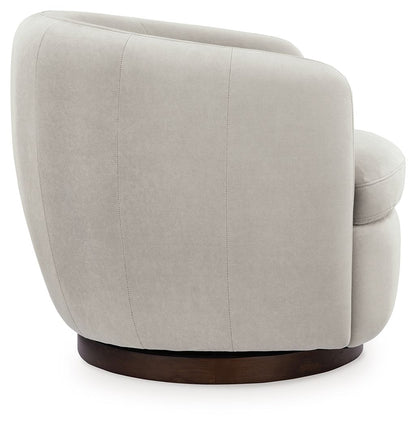 Annbury - Swivel Accent Chair - Light Beige by Ashley – view 3