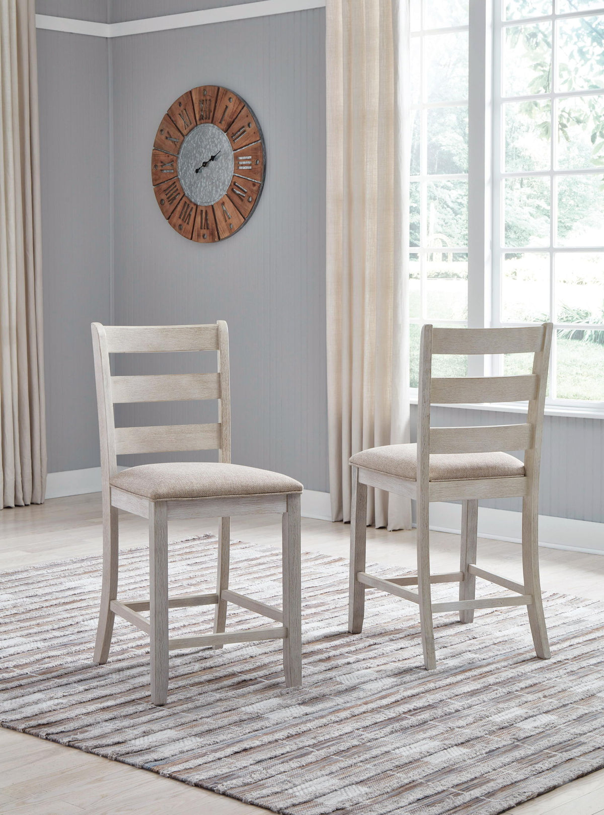 Skempton - Upholstered Barstool (Set of 2) - White by Ashley – view 4