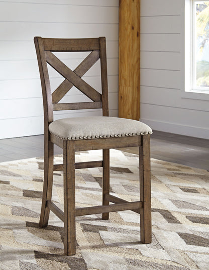Moriville - Upholstered Barstool (Set of 2) - Beige by Ashley – view 4