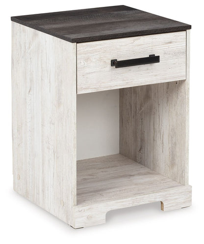 Shawburn - One Drawer Night Stand - Whitewash / Charcoal Gray by Ashley – Accent Nightstands
